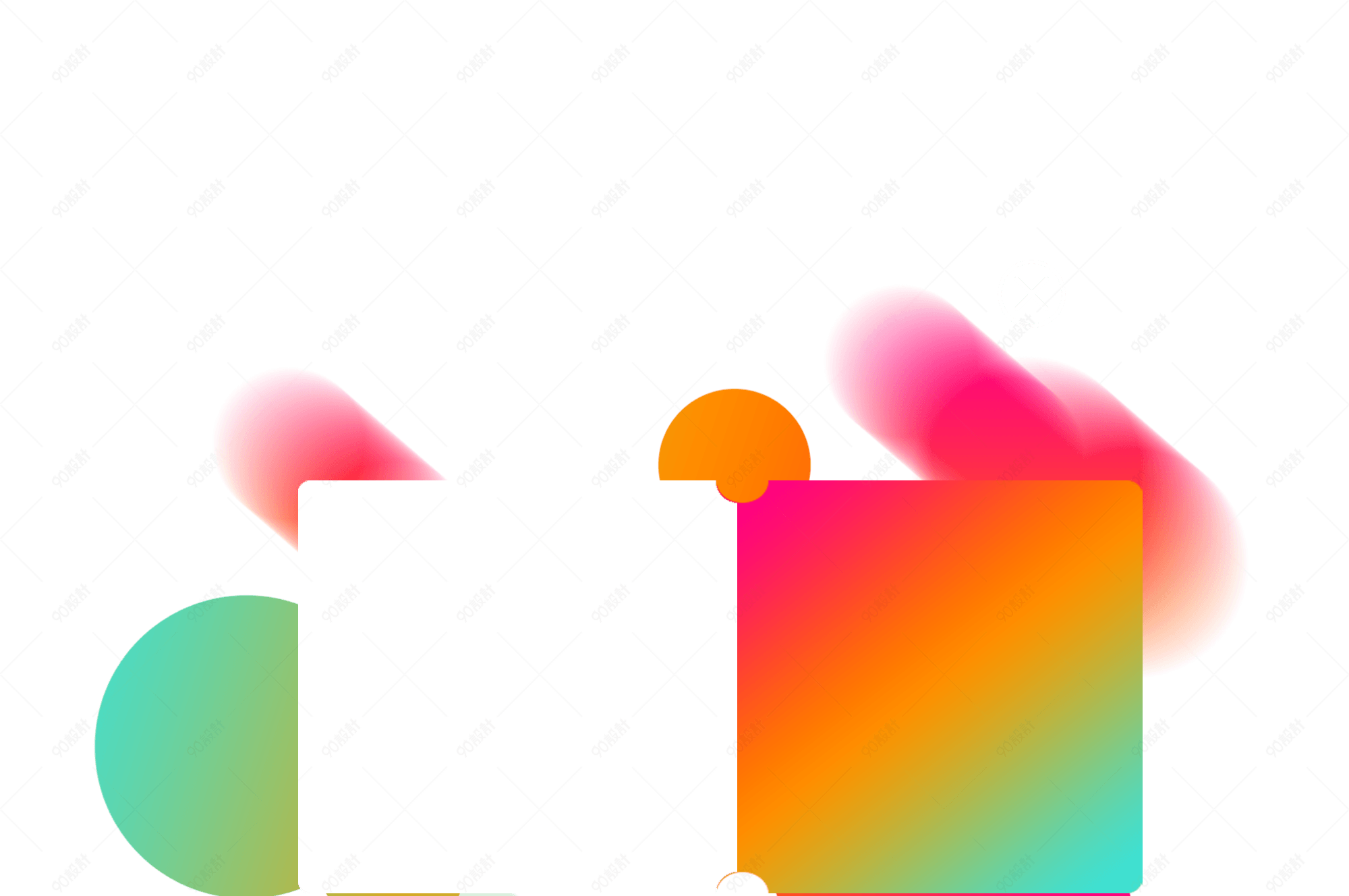 炫彩流体荧光标签边框png