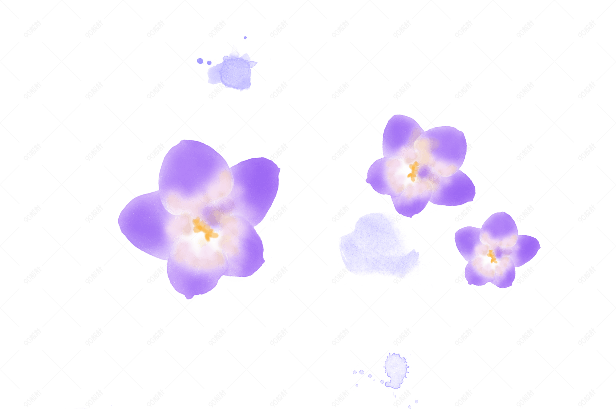 蝴蝶花三色堇手绘图案背景