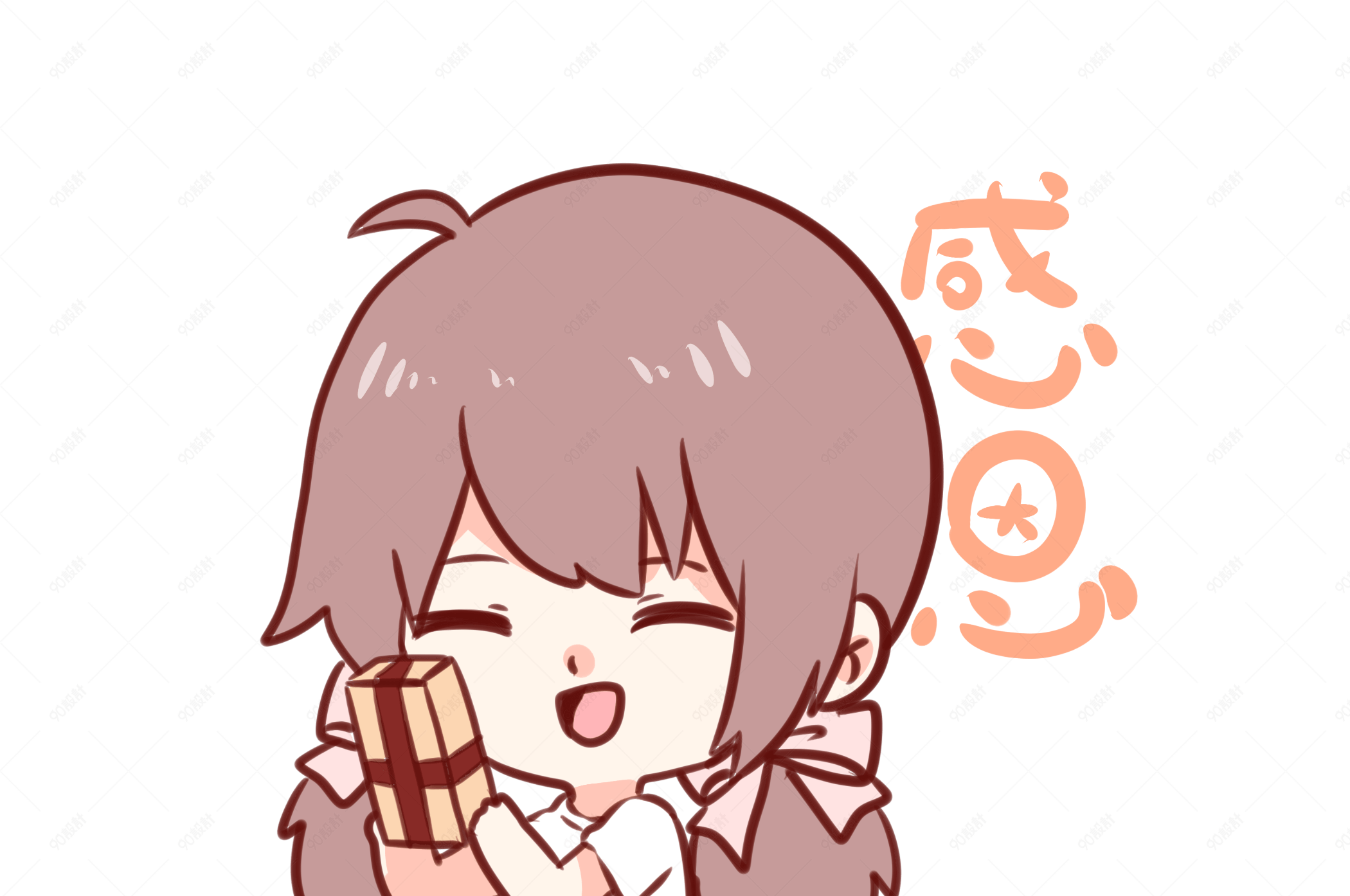 手绘人物女孩感恩png