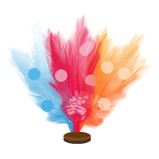 手绘羽毛鸡毛毽彩色闪亮玩具png