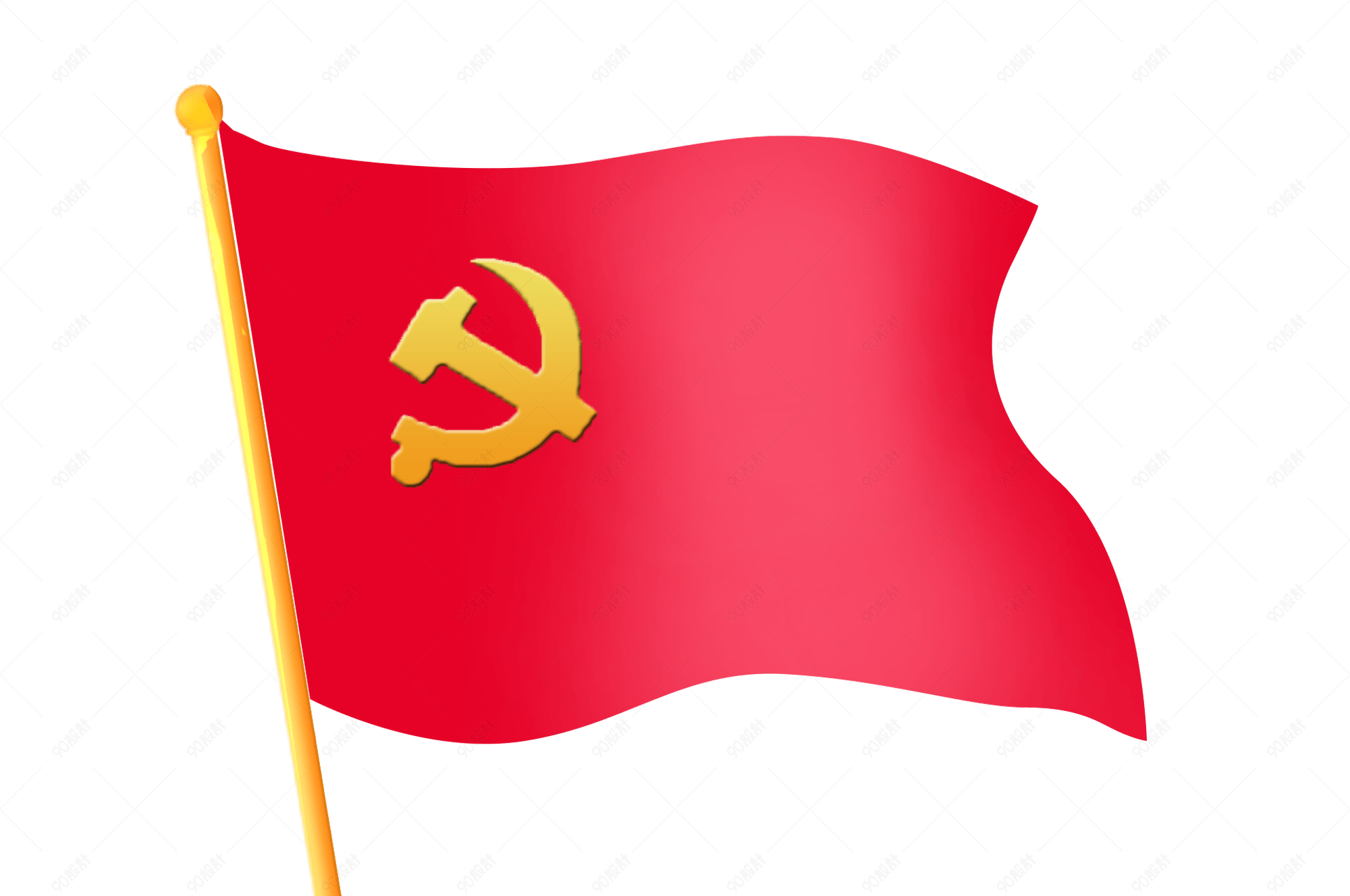 红色飘扬的旗帜png【免抠元素png】-90设计网