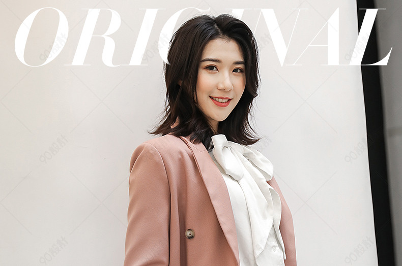 橘红色小西装长袖套装女装详情页