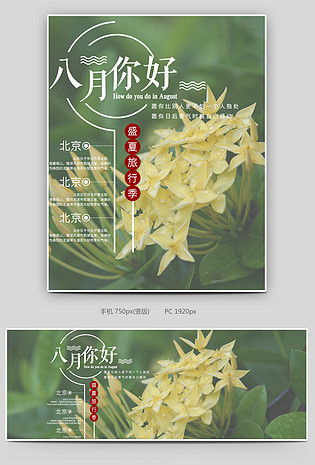 简约小清新夏季毕业旅行国内游全屏海报