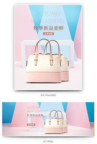 粉色可爱大气箱包女包海报
