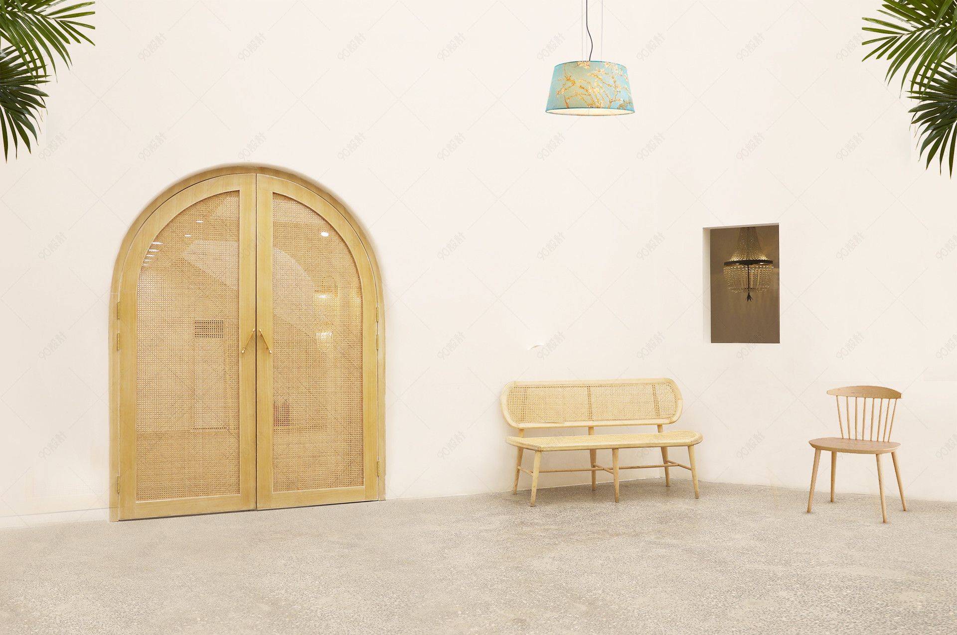 简约纳凉长椅拱门女装文艺风拍摄场景空间【免抠背景psd】-90设计网