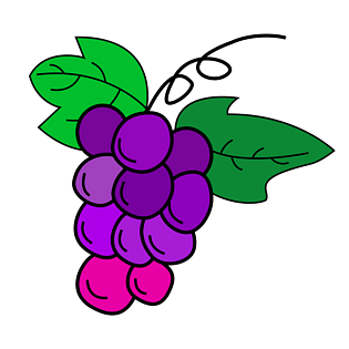 卡通手绘风紫色葡萄绿叶
