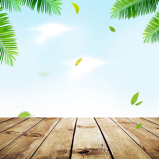 绿色叶子木板天蓝色食品水果主图直通车背景