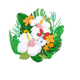 电脑端 手机端春分水彩色系卡通绿叶花丛元素电脑端 手机端矢量图插画