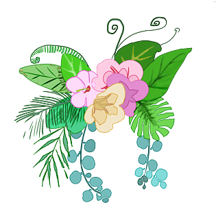 花团小清新水彩风元素pngpsd2000*2000水彩风小清新