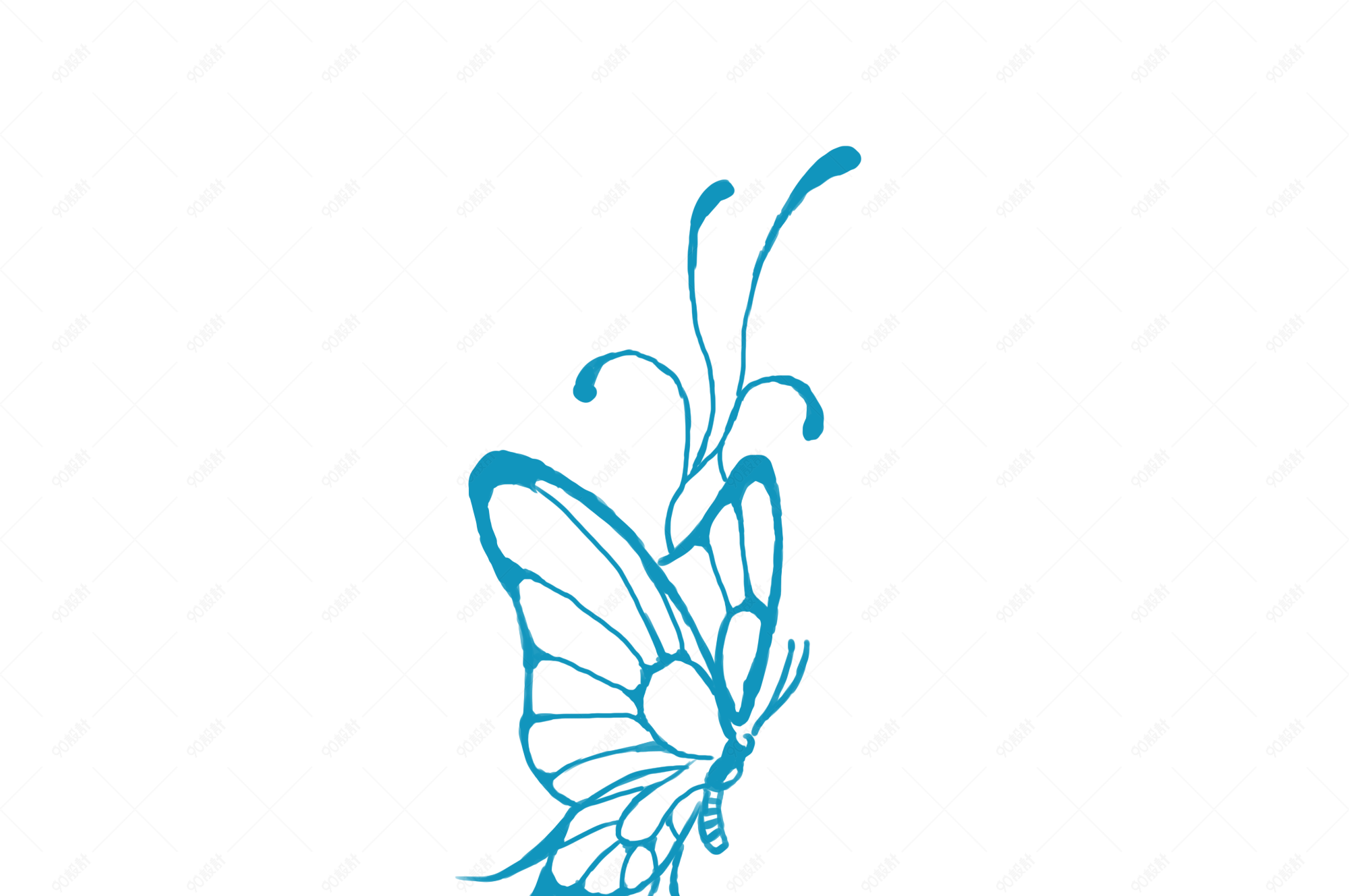 可爱卡通镂空蝴蝶素材