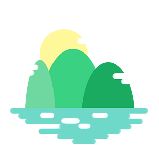 风景元素pngpsd2000*2000原创扁平古代国潮山水仕女图画卷古风建筑免