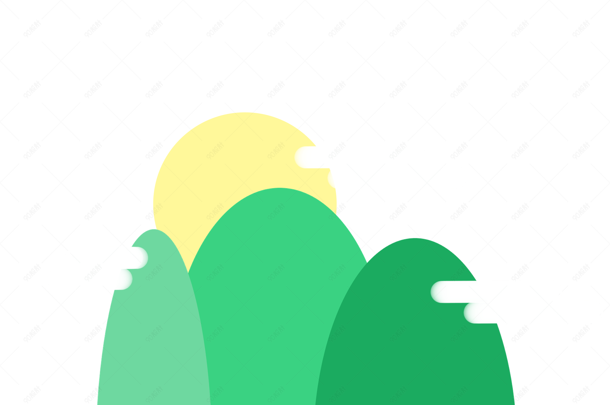 扁平山水简约收手绘景色