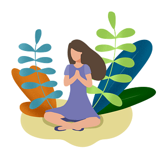 瑜伽女孩冥想植物运动季