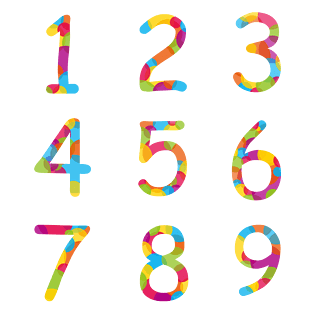 彩色可爱气泡数字123456789