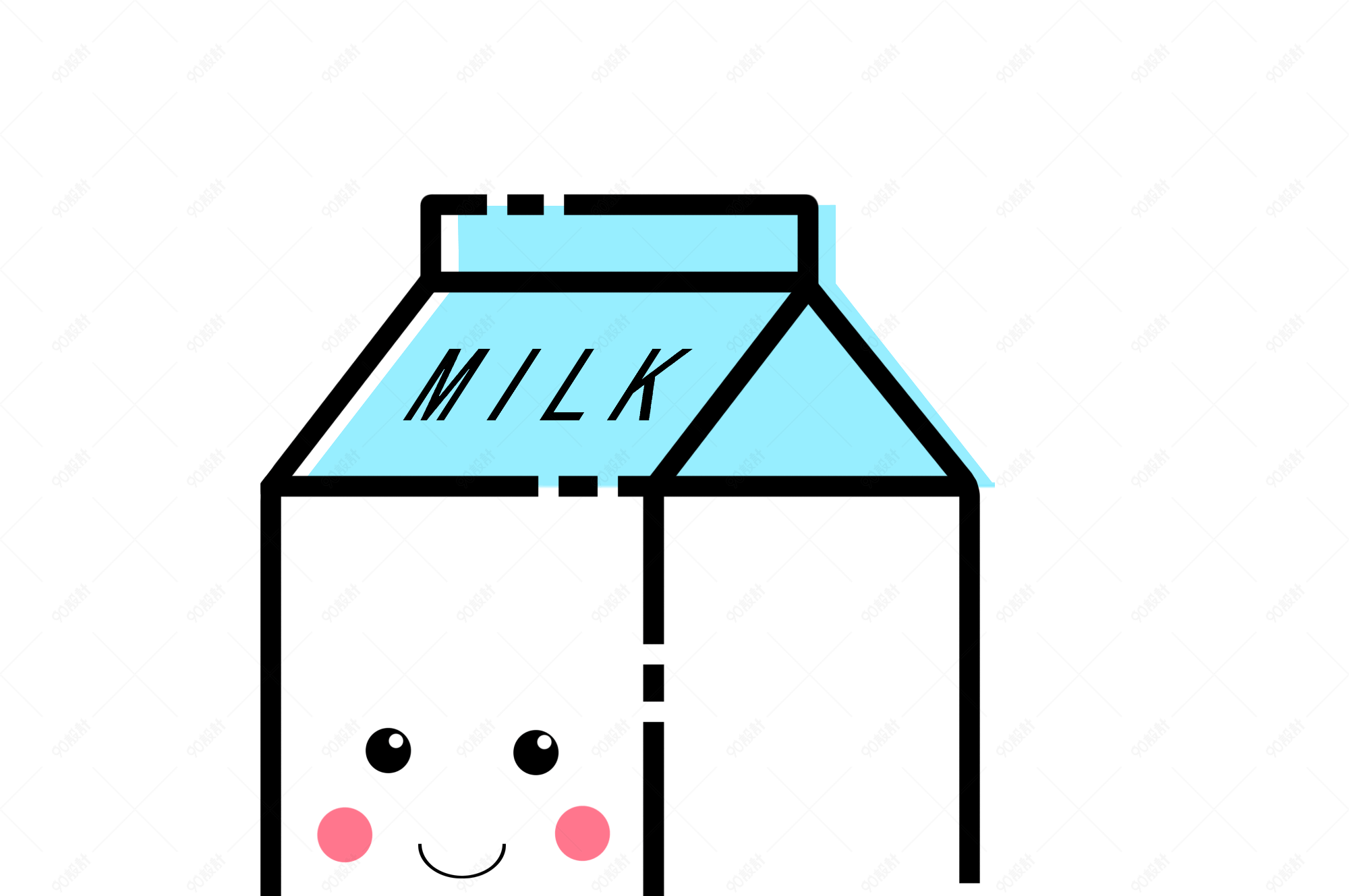 mbe风格手绘卡通牛奶盒子