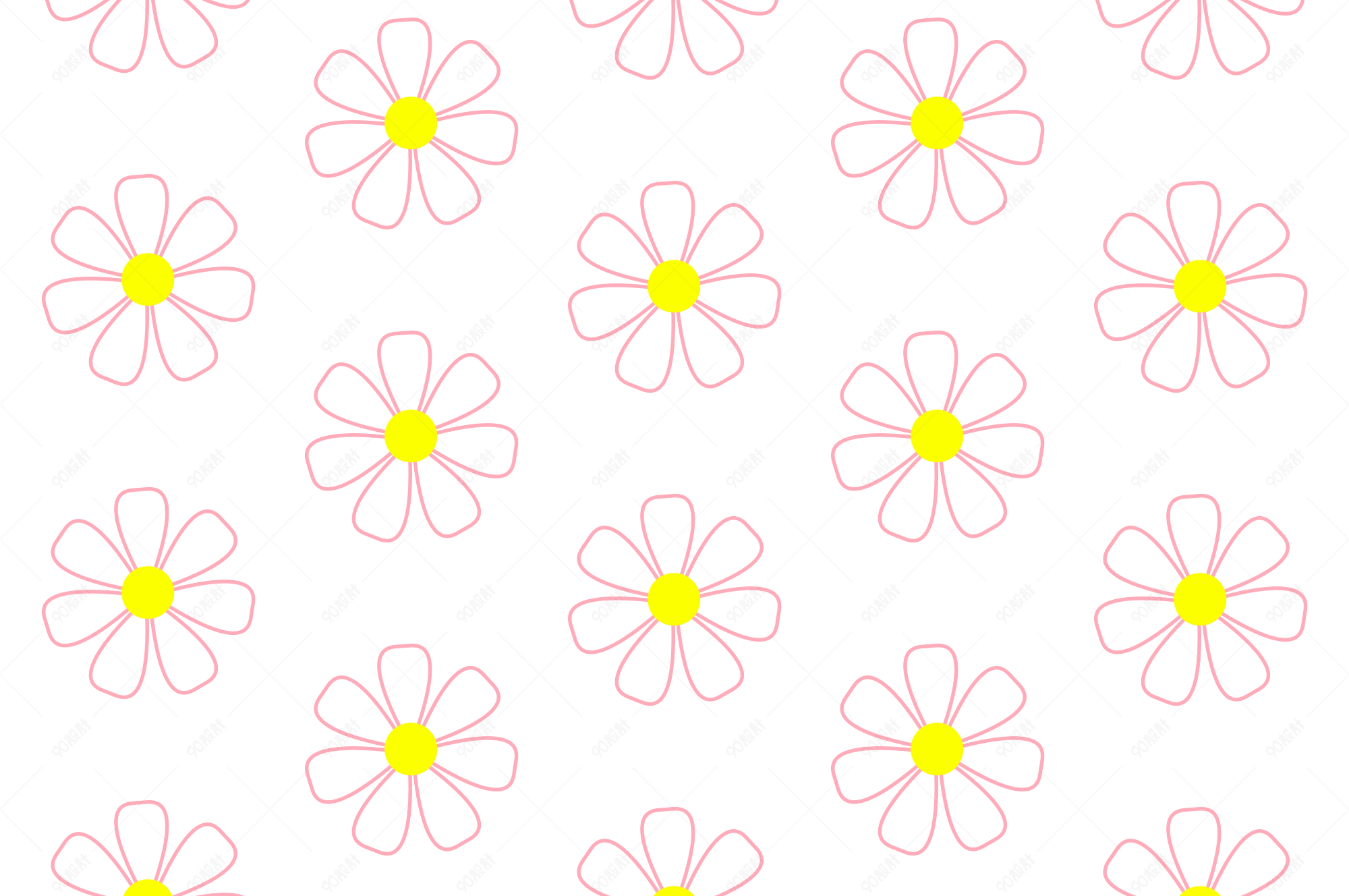 手绘卡通平铺可爱小花