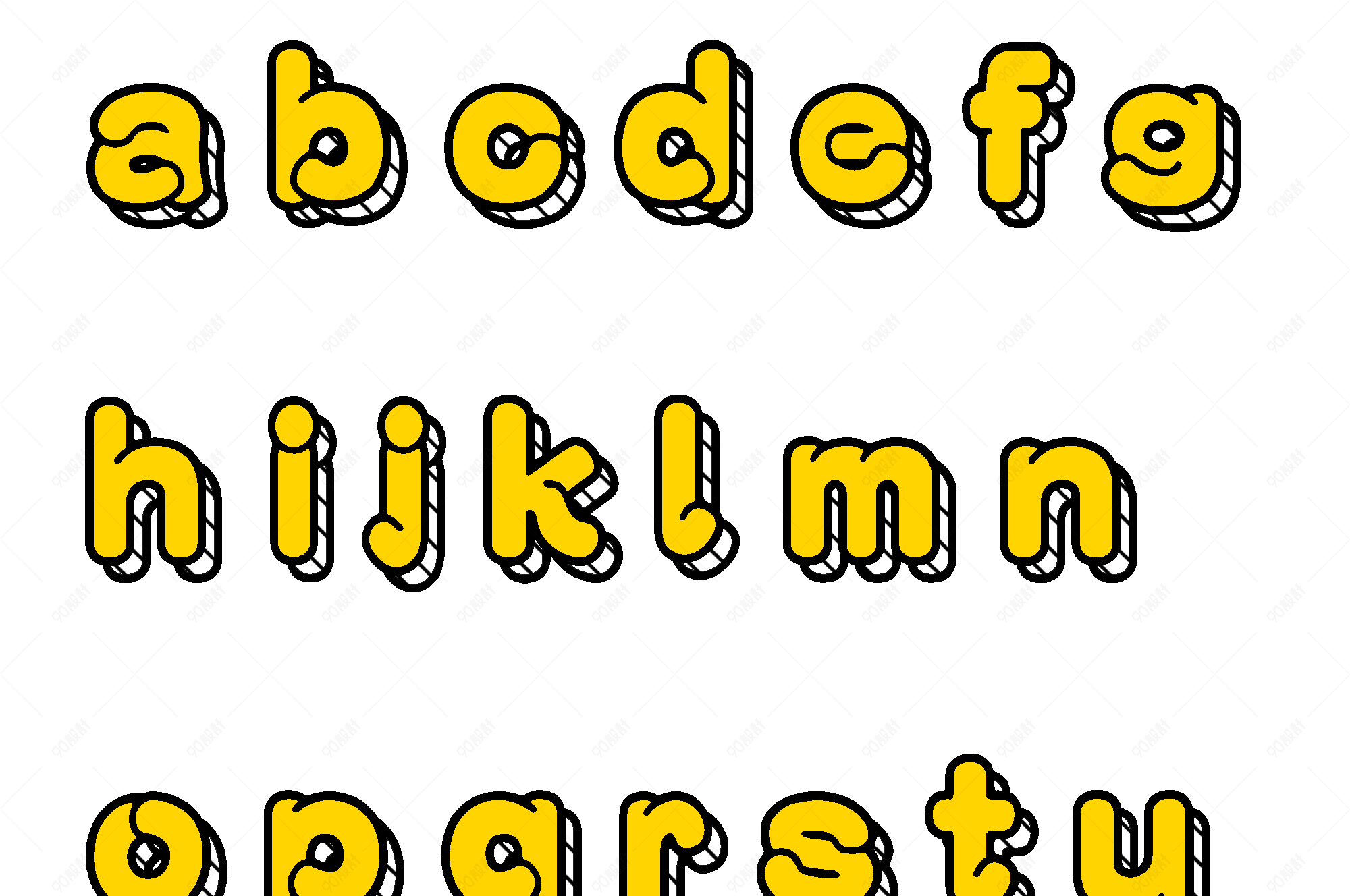 卡通涂鸦立体26英文字母艺术字