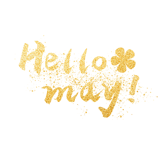 金色金粉你好五月英文艺术字