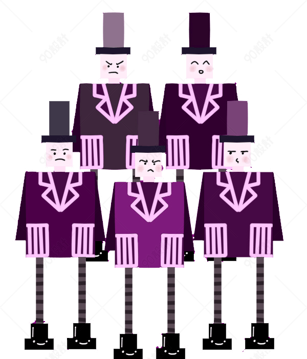 插画像素风穿西服的人紫色系