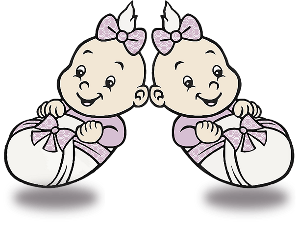 卡通粉色可爱婴儿女婴双胞胎