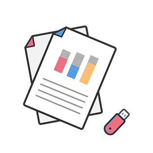 商务办公文件资料数据分析扁平png插画