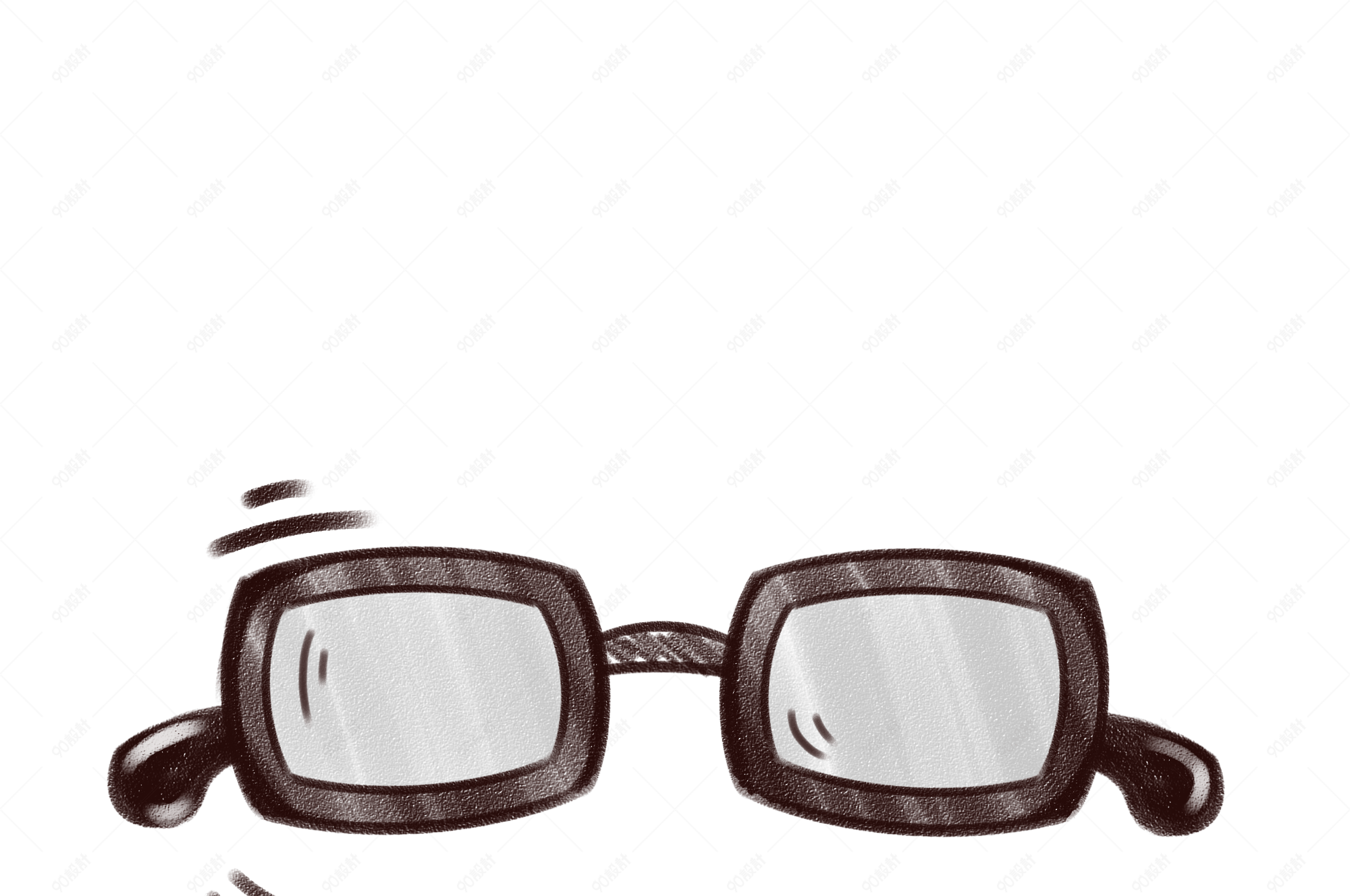 黑框眼镜 棕色 卡通手绘 png