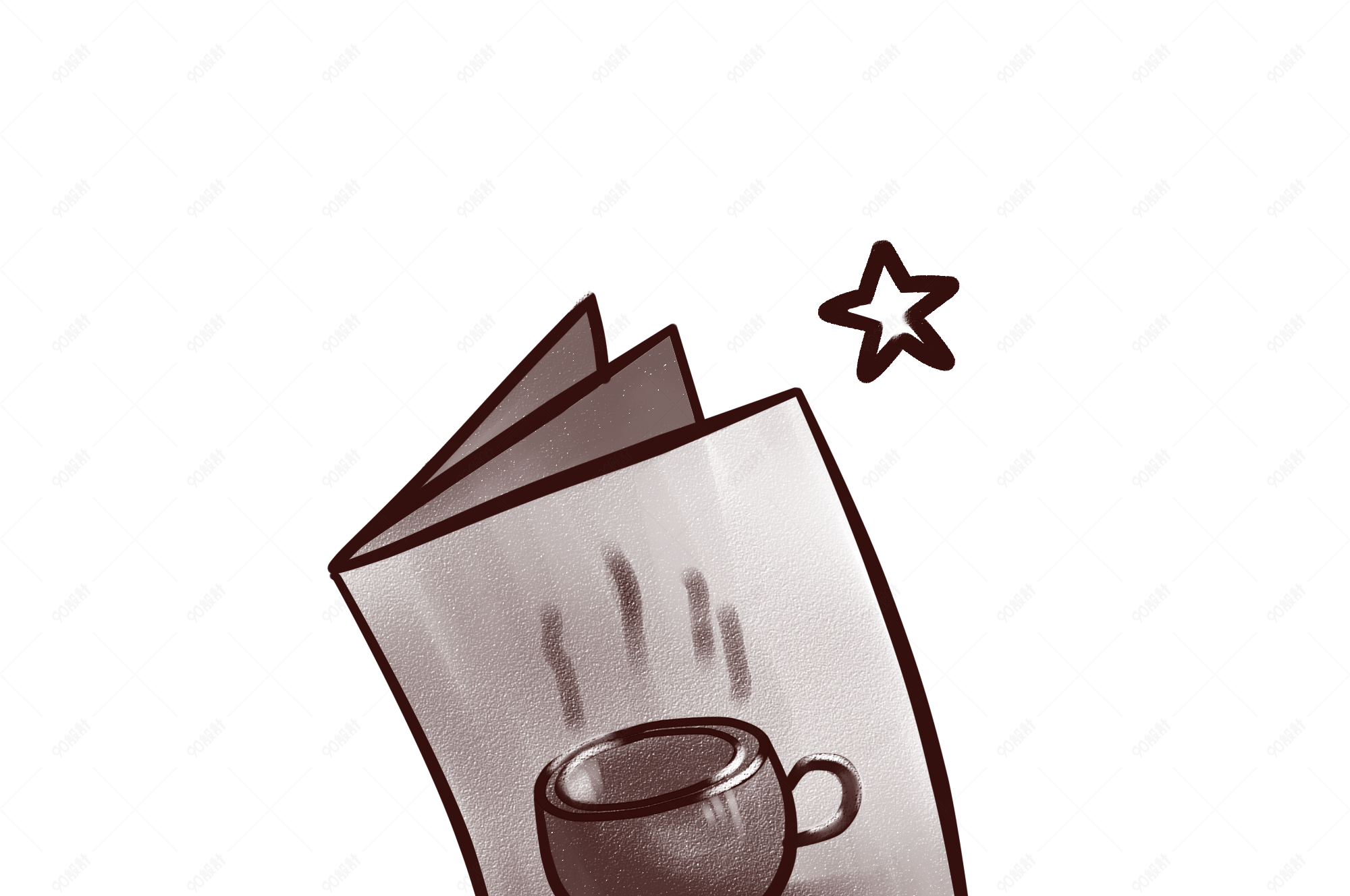 小册子咖啡卡通手绘png