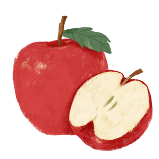 夏天手绘水果红色苹果食物