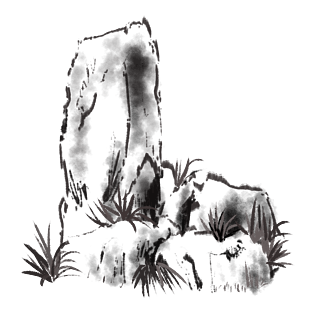 水墨石头假山手绘矢量插画元素