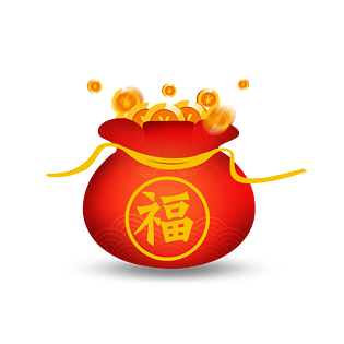 促销活动红色福袋钱袋子金币