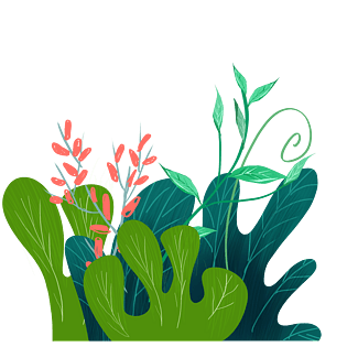 扁平化手绘植物花丛素材