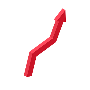 红色上升折线箭头立体箭头