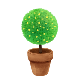 球状盆栽绿色植物可爱装饰卡通png素材