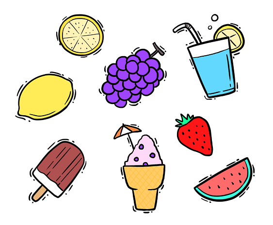 立夏小图标西瓜饮料雪糕卡通png素材