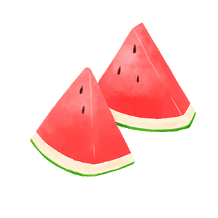 立夏西瓜手绘水彩风卡通png素材