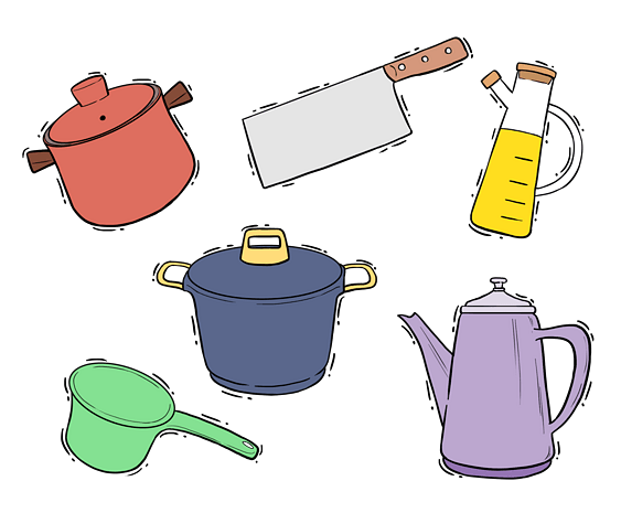 厨房用品可爱小图标卡通png素材