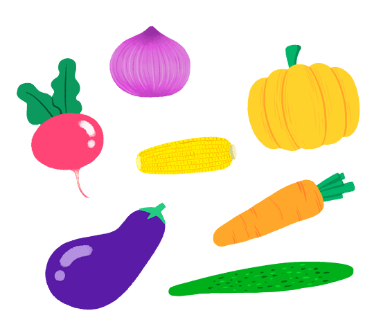蔬菜萝卜茄子扁平风卡通png素材