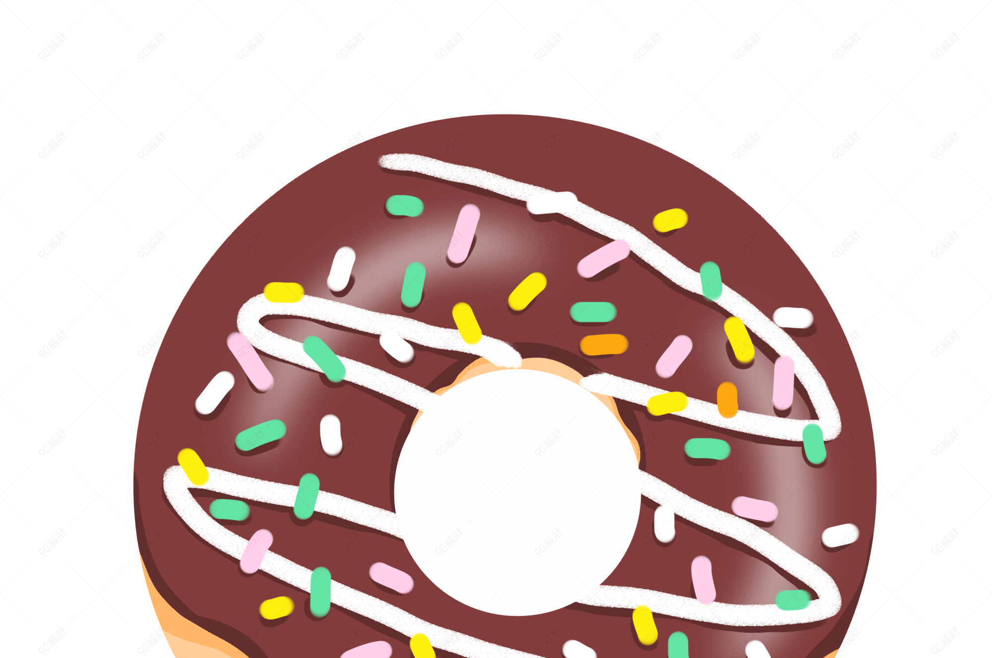 卡通扁平风格零食女孩吃甜甜圈配图插画图片-千库网