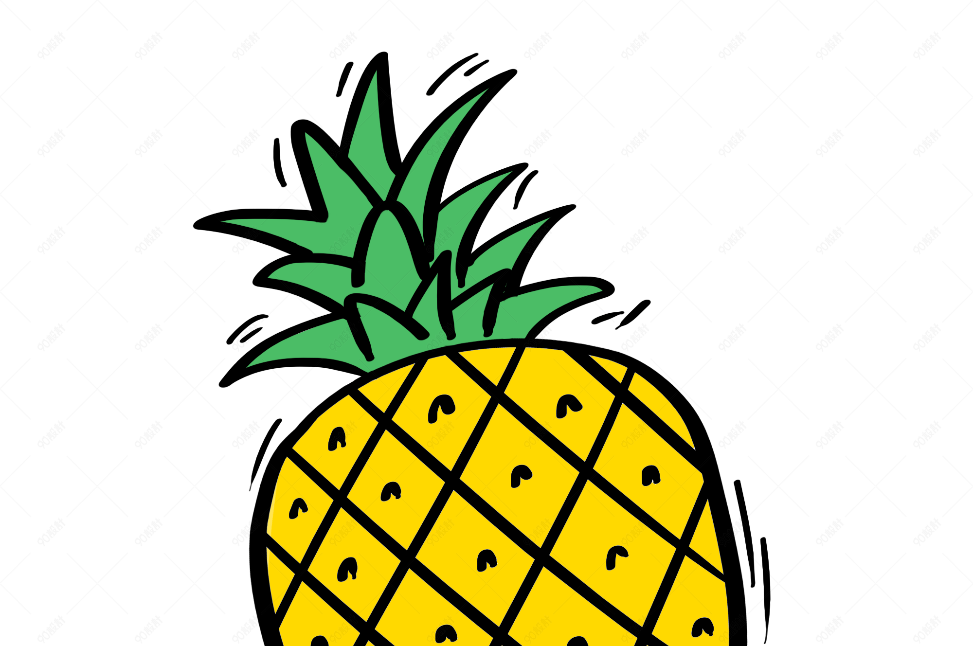 手绘菠萝水果简约卡通png素材