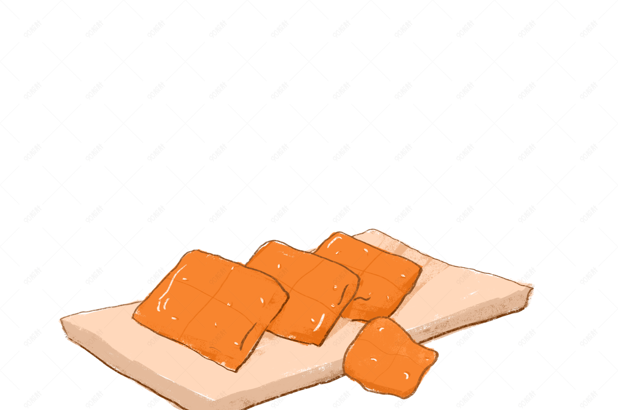 手绘黄色食物豆干png