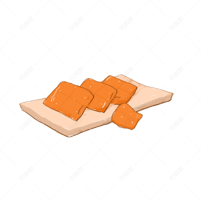 手绘黄色食物豆干png