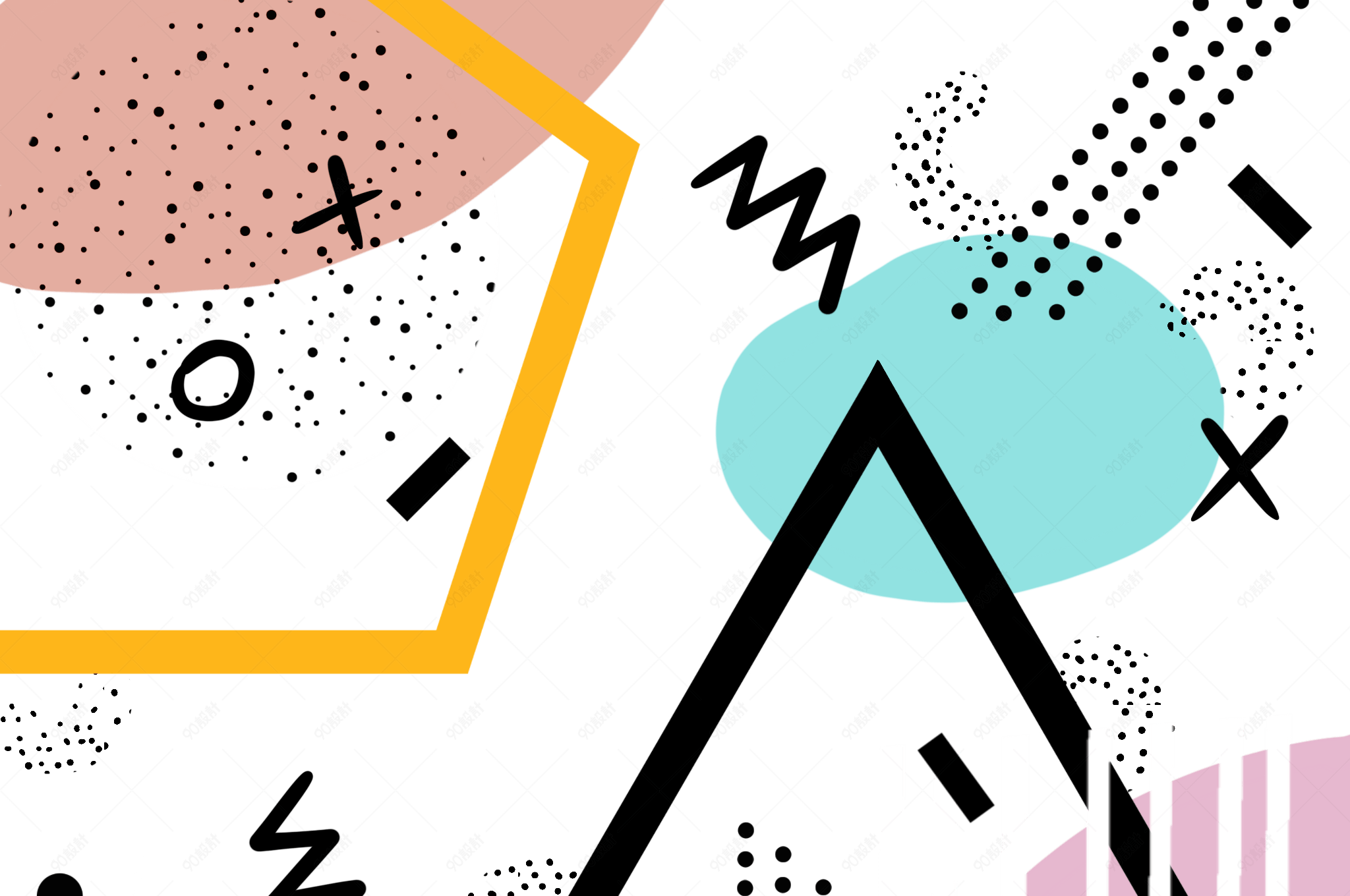 孟菲斯清新色块几何图形