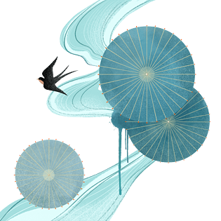 清明燕子雨伞国风流水