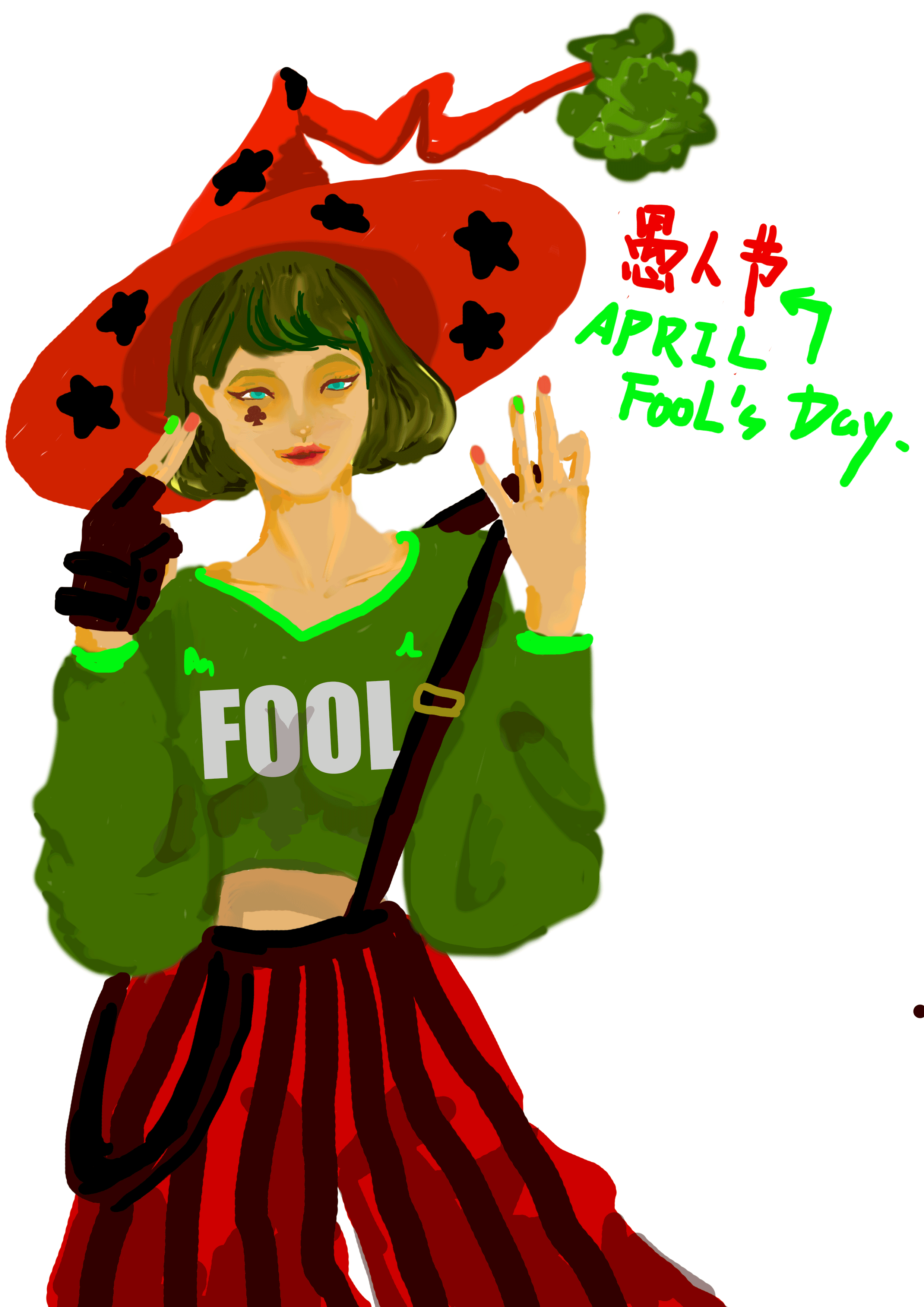 愚人节愚人节黑暗少女半身手绘