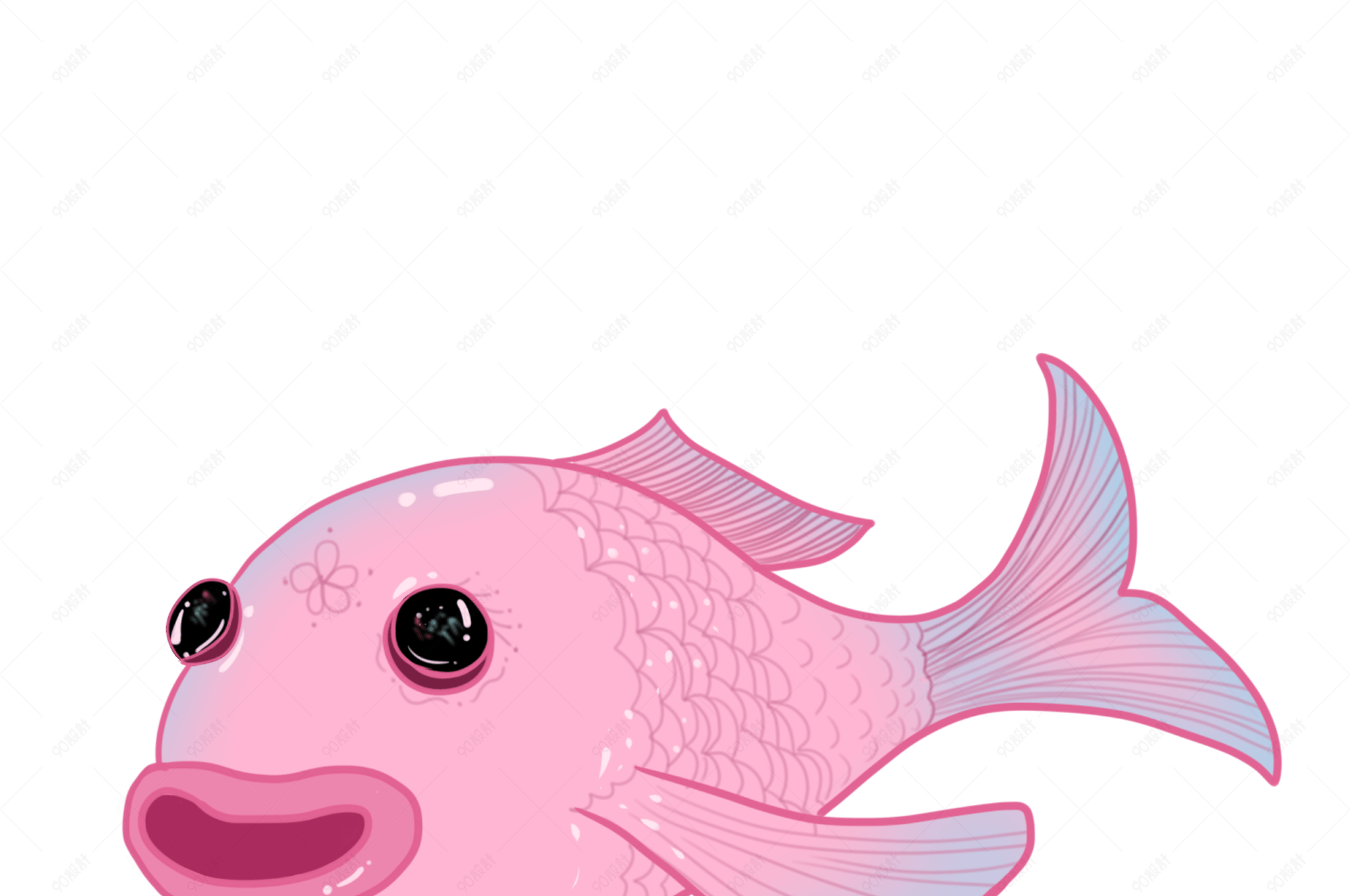 鱼类唯美系手绘风粉色小鱼
