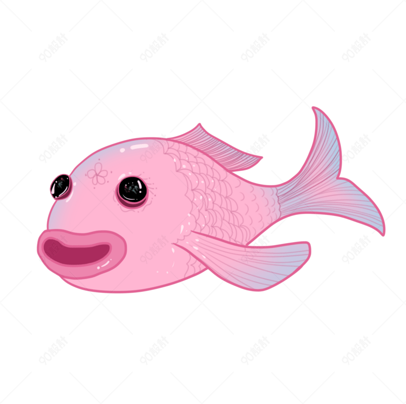 鱼类唯美系手绘风粉色小鱼