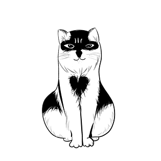 卡通手绘风可爱黑白猫咪