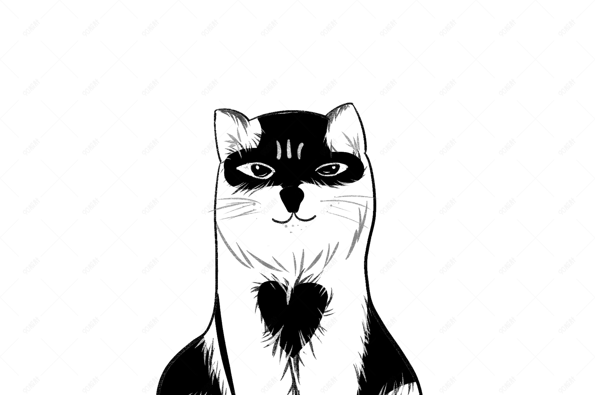 卡通手绘风可爱黑白猫咪