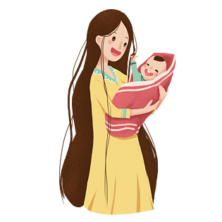 母亲节暖色扁平母亲婴儿妈妈抱着孩子png