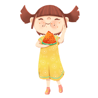 可爱小女孩吃西瓜头像图片